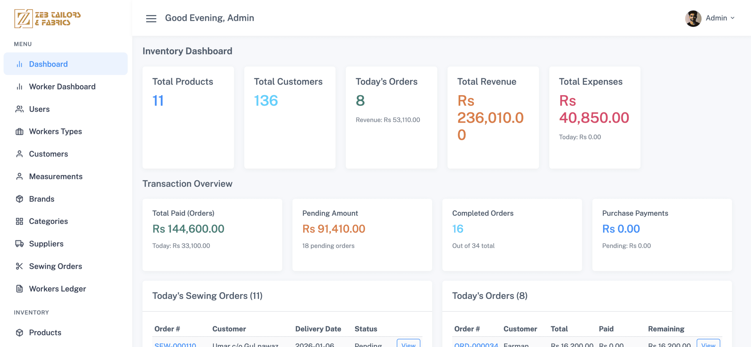 Tailor Management System